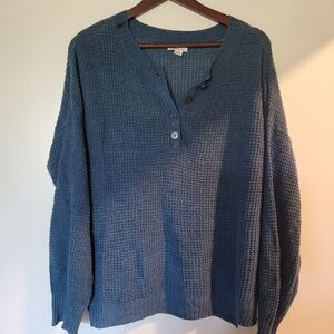 Blue Waffle Knit Sweater